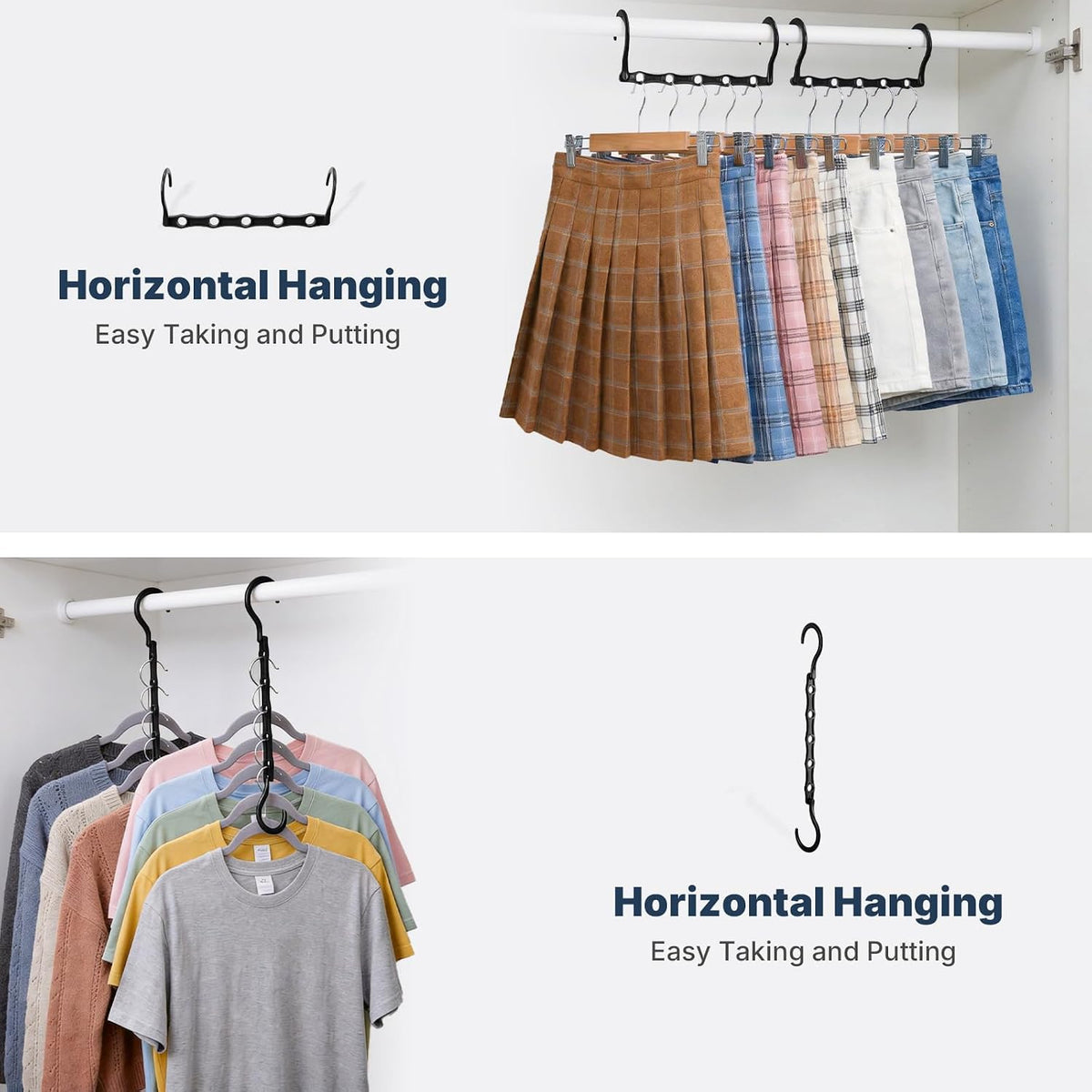 HOUSE DAY 10 Pack Closet Organizers and Storage with 5 Holes for Cascading