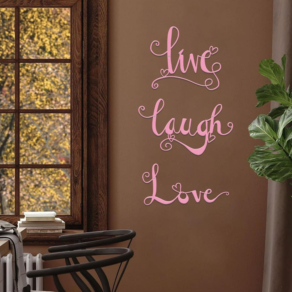 ESTART 3 Pieces Metal Letter 'Live Laugh Love' WordArt Wall Art Decor