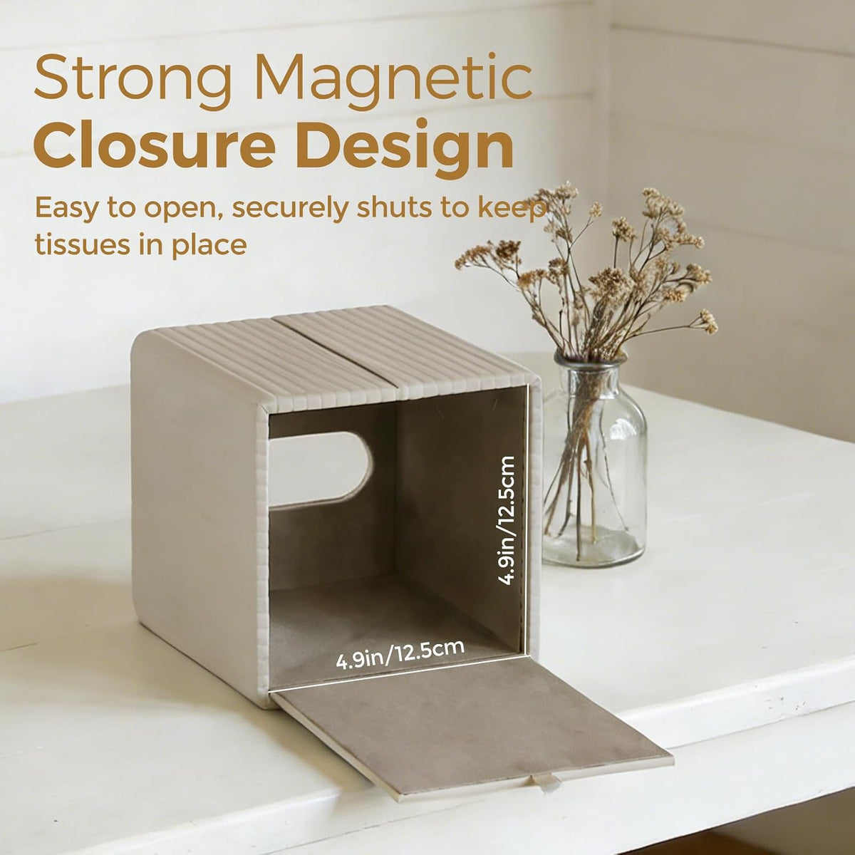 Leather Tissue Box Cover Square，Tissue Box Holder Compatible with Kleenex