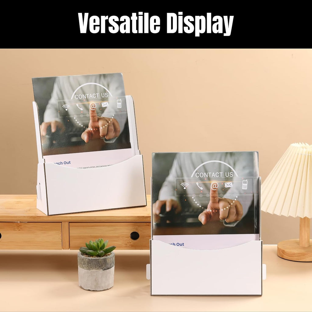 50 Count Corrugated Trifold Brochure Holder 8.5x11 Inch, Rack Card Holder Literature Paper Flyer Display Stand Bookmark Display for Magazine, Pamphlet, Booklets, Menu, Offices
