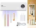UV Toothbrush Sanitizer Holder w/Charger & 3 Premium Toothbrushes