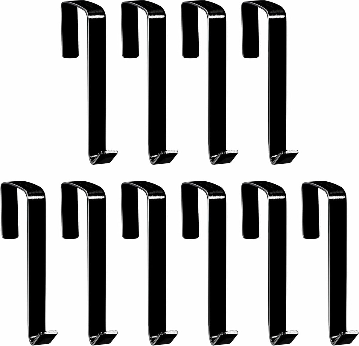 10 Pack Over The Door Hook, Sturdy Over Door Z-shaped Metal Hanger Heavy Duty Metal Hook Upgraded for Hanging, Towels, Clothes, Bags, Cubicle, Bathroom Use Fits 1 3/4 Inch Thick Doors (Black)
