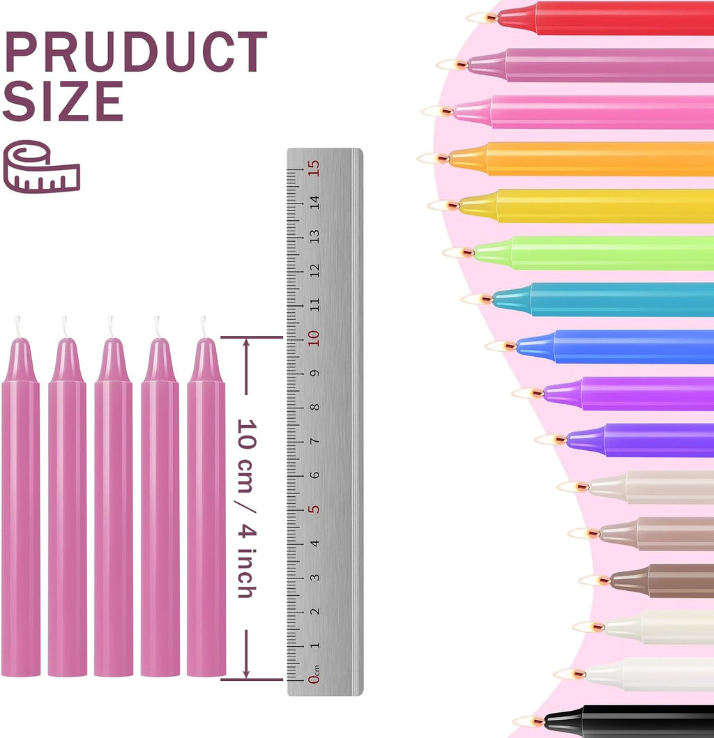 CHANGTIKEJI 160 Pack Spell Chime Candles 4 Inch Multi-Colored Taper Candles Sticks for Home Decor Kitchen Decor Wedding Decoration-16 Colors