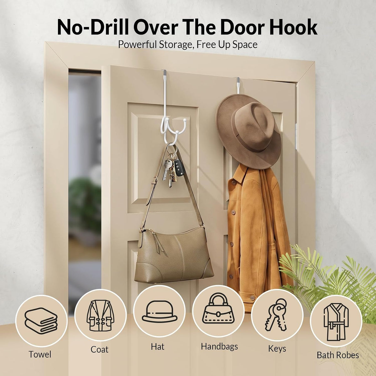 Over The Door Hooks, Door Hooks for Hanging Towels, Coats, Robes