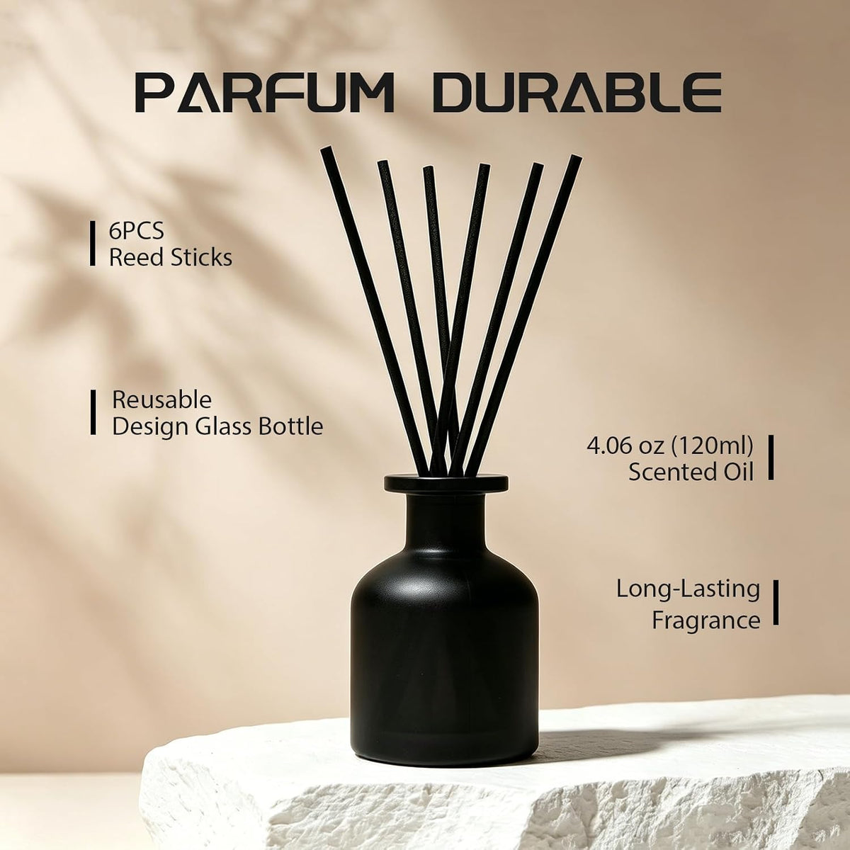 Brakula Reed Diffuser Set, Salted Coconut & Mahogany Scent, 4.06 fl oz