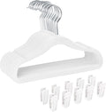Finnhomy Non-Slip Clothes Hangers for Baby and Kids 30-Pack Velvet Hangers with 10 Finger Clips, White