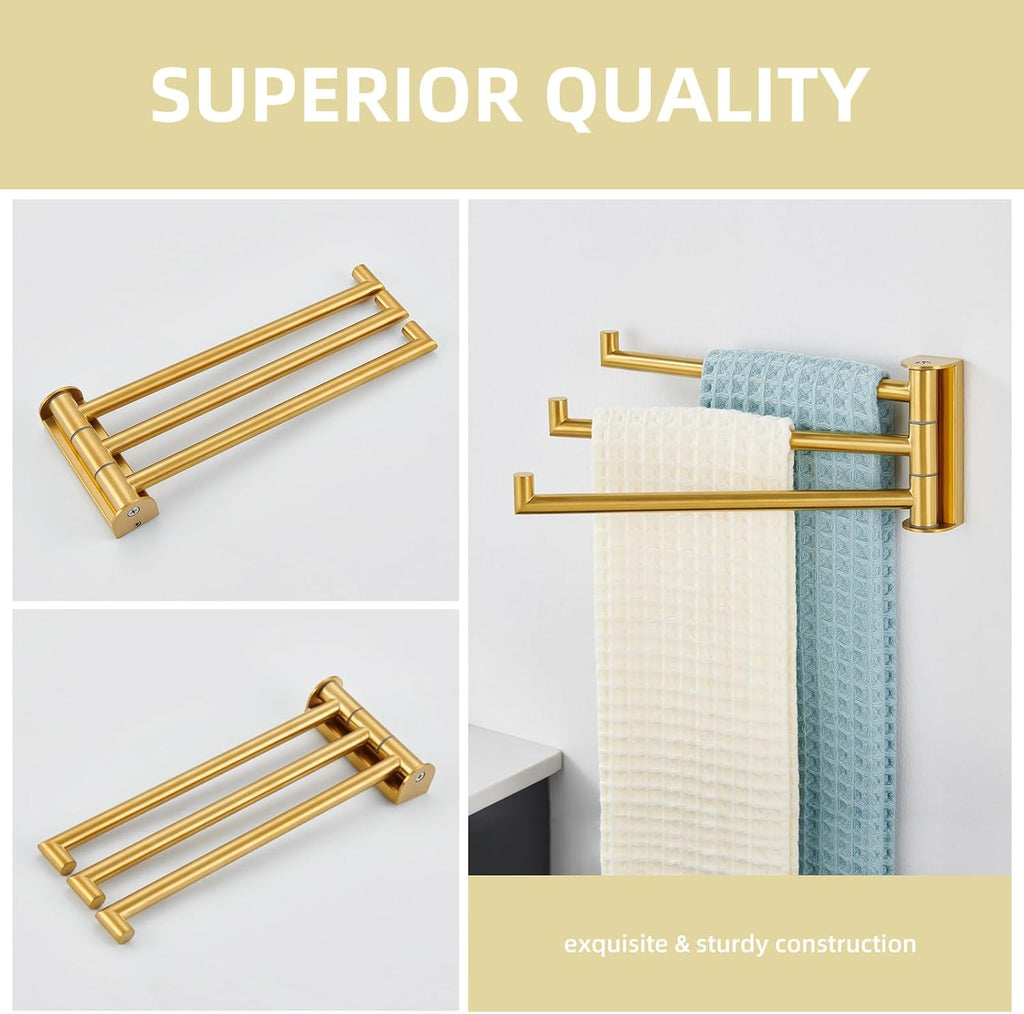 Angle Simple Hand Towel Holder for Bathroom, Swivel Bars, Brushed Dark Gold
