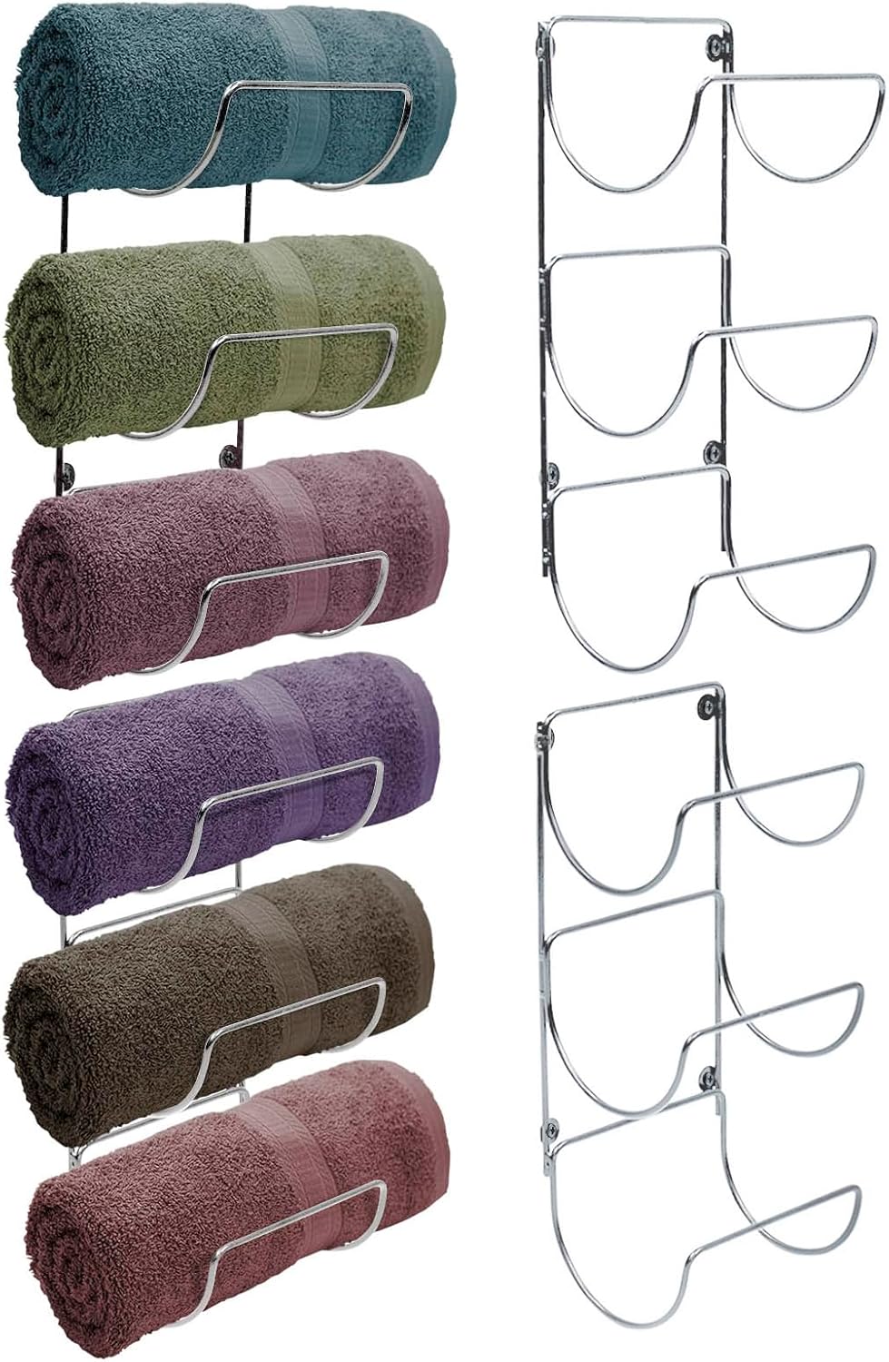 Sorbus Towel Racks for Bathroom, Wall Mounted (4 Pack 12 Towels, Silver)