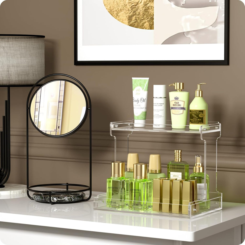 NPPLUS 2-Tier Clear Acrylic Bathroom Organizer Counter Storage Shelf