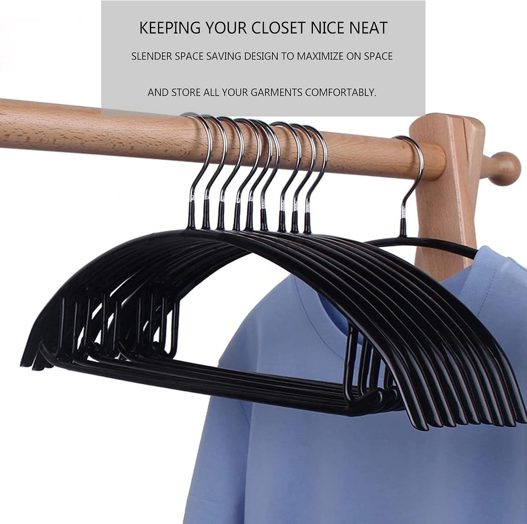 Contour Metal No Bumps Hanger - Suit, Coat & Sweater Hanger (Pack of 20, Black)
