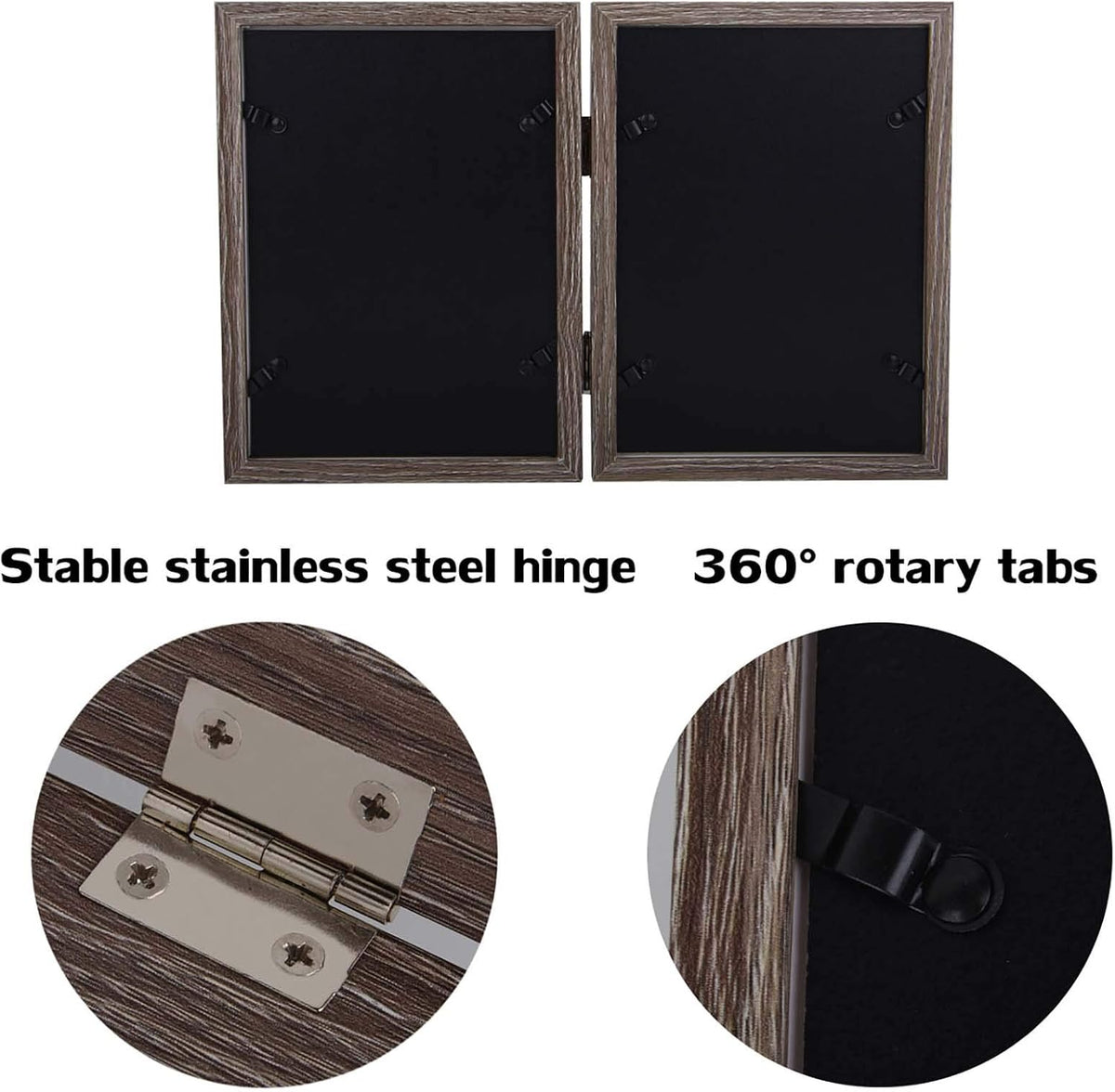 WUTL 5x7 Picture Frame Double Frame Shadow Box with Glass Front Wood Grey