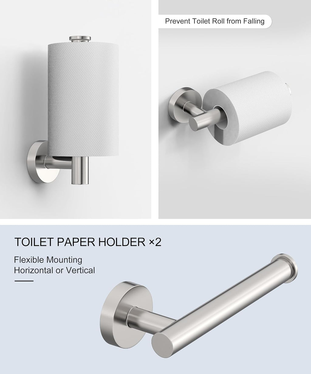 12 Pcs Brushed Nickel Bathroom Hardware Accessories Set