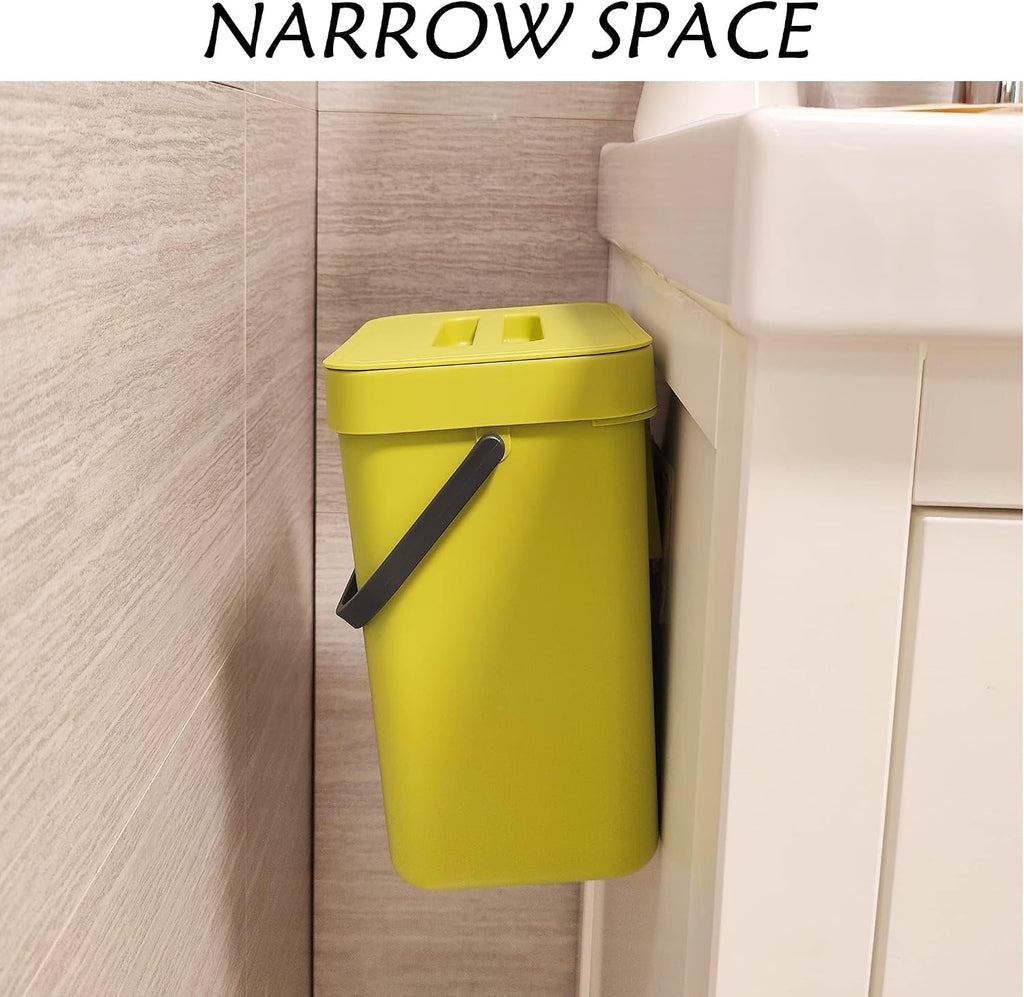 stonespace Small Cabinet Door Trash Can with Lid, 1.3Gal, Green