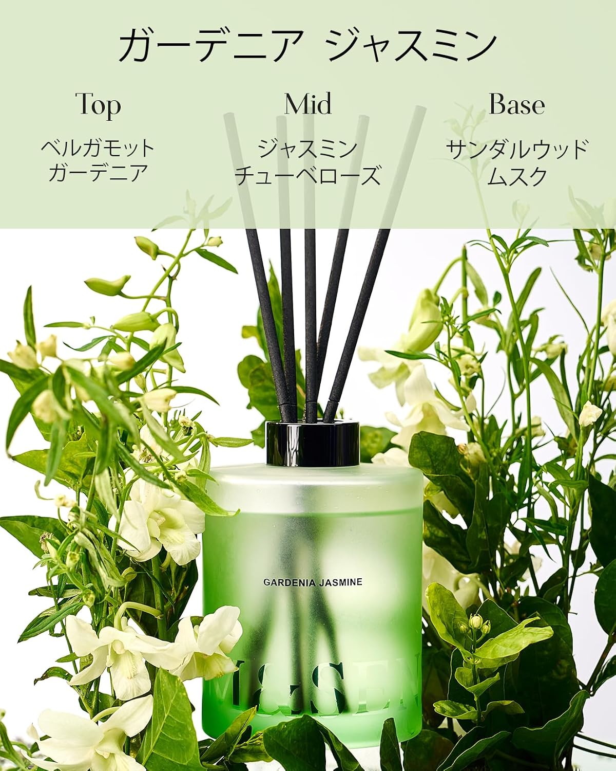 M&SENSE Reed Diffuser Set, Gardenia Jasmine, 17 oz Natural Essential Oil