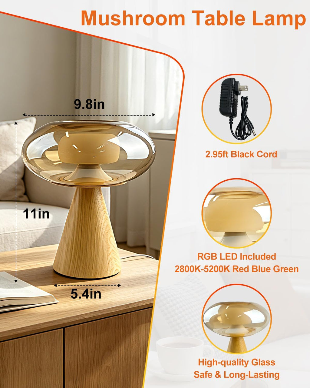 Lightdot Modern Mushroom Table Lamp Dimmable RGB Ambient Lighting Gift Box