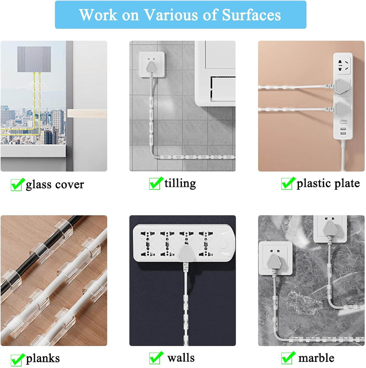 40PCS Cable Clips (Small & Large), Adhesive Cable Clips for Wall
