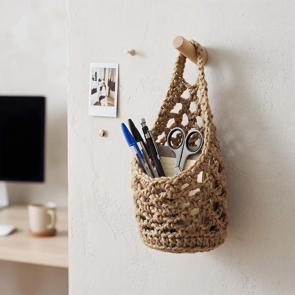 2 Pack 4-inch Hanging Planters, Macrame Wall Plant Hanger, Brown