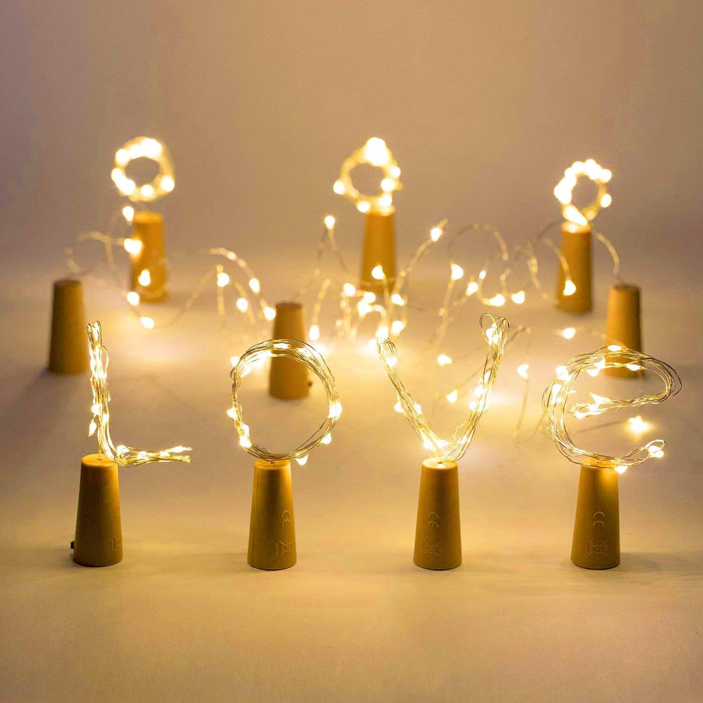 Aluan Wine Bottle Lights with Cork 10Pack 20LED Mini Fairy Christmas Lights