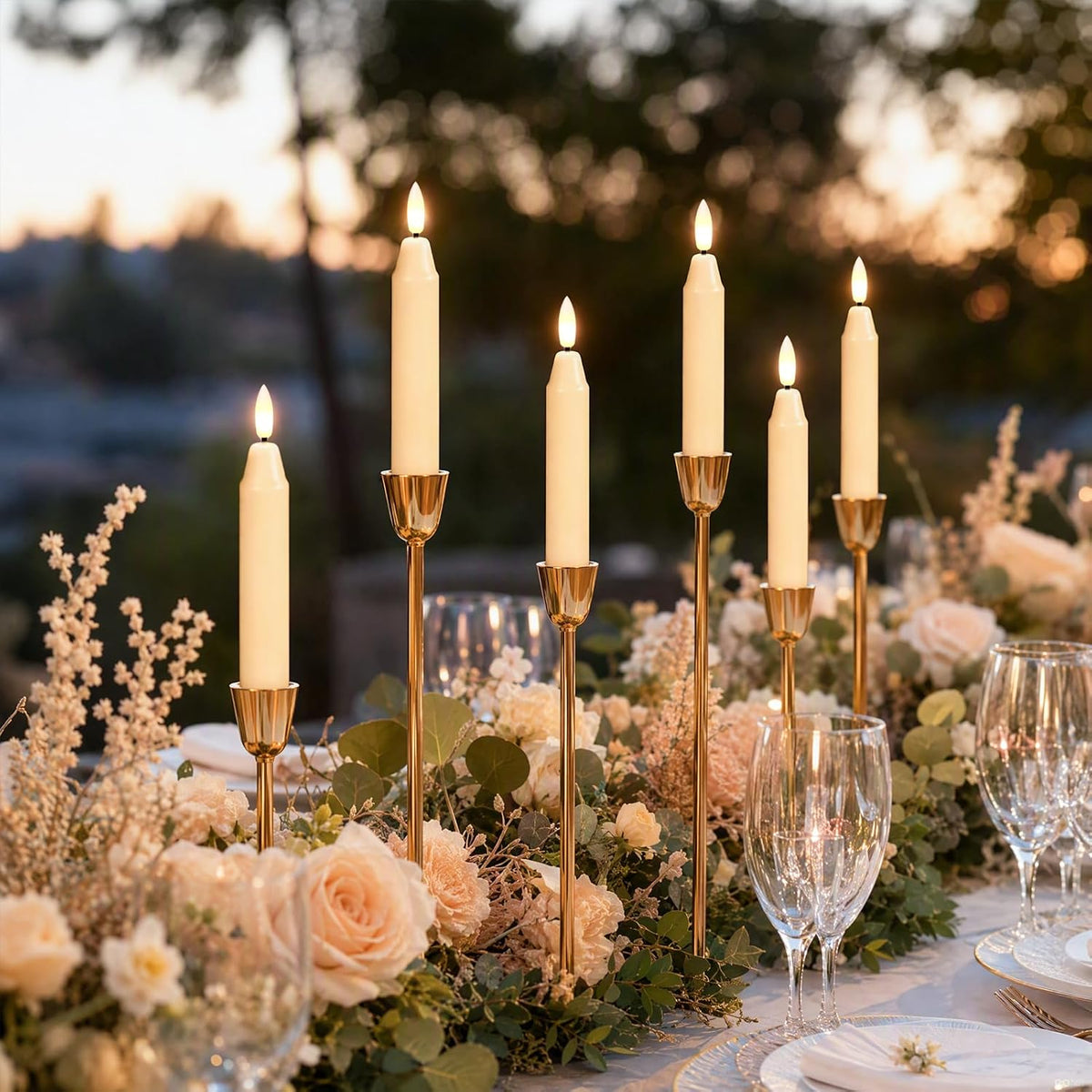 6Inch Flameless Taper Candles with Remote & 6 Batteries, Ivory