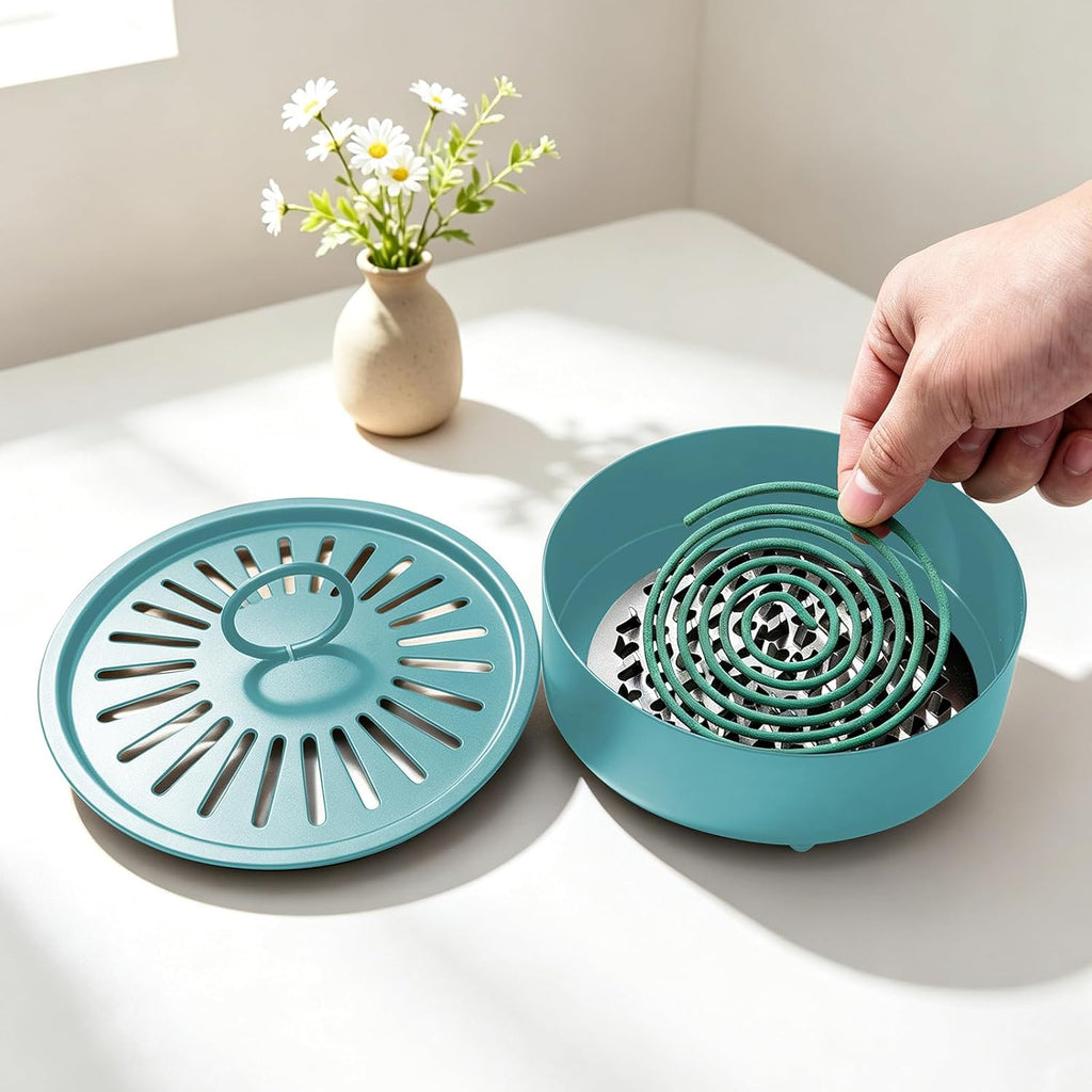 Mosquito Coil Holder Indoor Outdoor Incense Coil Holder Palo Santo Holder Burner Fire-Safety Citronella Incense Coil Holder for Home Patio Camping (Blue)