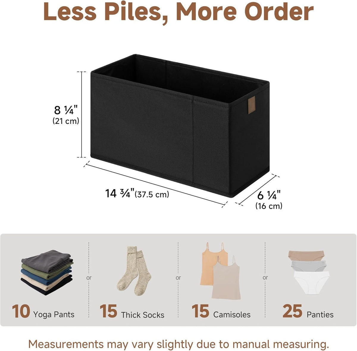 StorageWorks Narrow Closet Baskets, 14¾"L x 6¼"W x 8¼"H, 4-Pack, Black