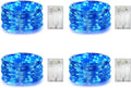 4 Pack Battery Operated Dewdrop Led Lights,Indoor Mini Fairy Lights With Timer Function,For Wedding Home Parties Christmas Holiday Decoration,6 Hours on/18 Hours Off ,30 Count LEDs,10 Feet(Blue)