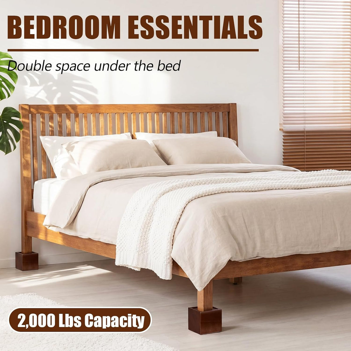 4 Pcs 3"Solid Wood Bed Furniture Riser Vintage Color Couch Lifter
