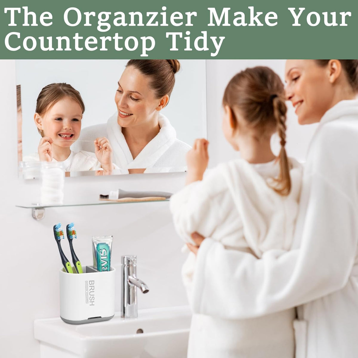 Toothbrush Holders Toothpaste Organizer for Bathrooms, White, Small