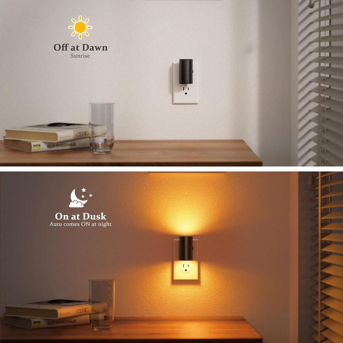 JandCase LED Night Light Plug in,Rotating Night Lights Plug into Wall Amber