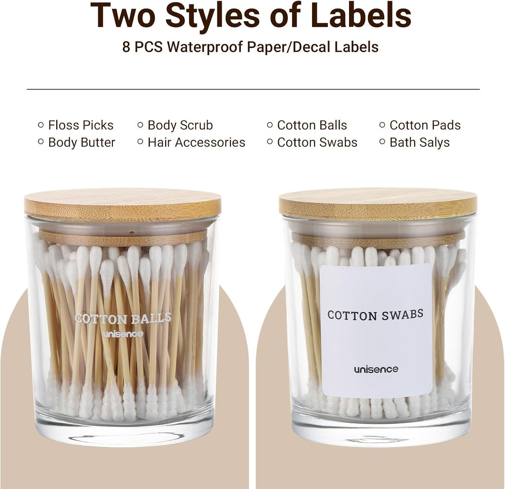 Glass Qtip Holder 2 Pack , Qtip Holder Dispenser Bathroom Set Bathroom Organizers and Storage Q tip Holder with Lid Makeup Storage Organizer for Cotton Swabs,Cotton Balls,Pads,Floss Picks Transparent