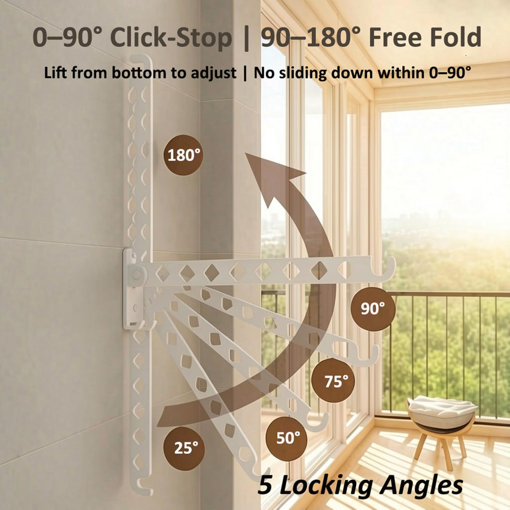 Wall Mounted Drying Rack, 8-Hole Clothes Rack Laundry Room, White