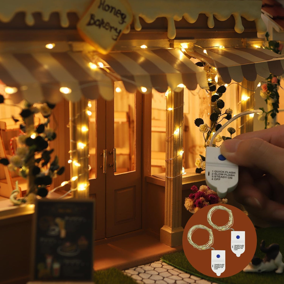 iLAND Dollhouse Accessories of Dollhouse Lights Battery Operated Light Strings 2pcs, 5ft 30 Bulbs Lighting Kit Fit Miniature House Christmas Decorations, Shadow Box, Mini Museum, Fairy Door Decor