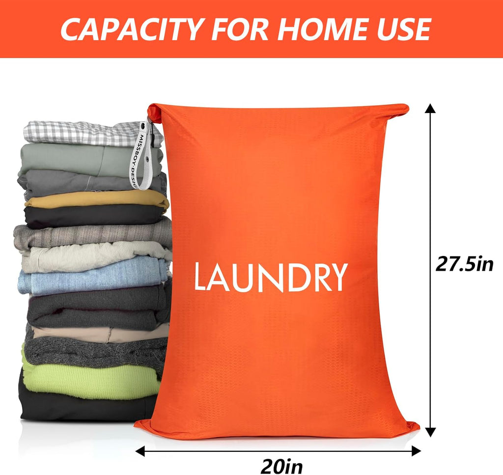 Travel Laundry Bag with Zipper, Nylon Lightweight Dirty Clothes Organizer