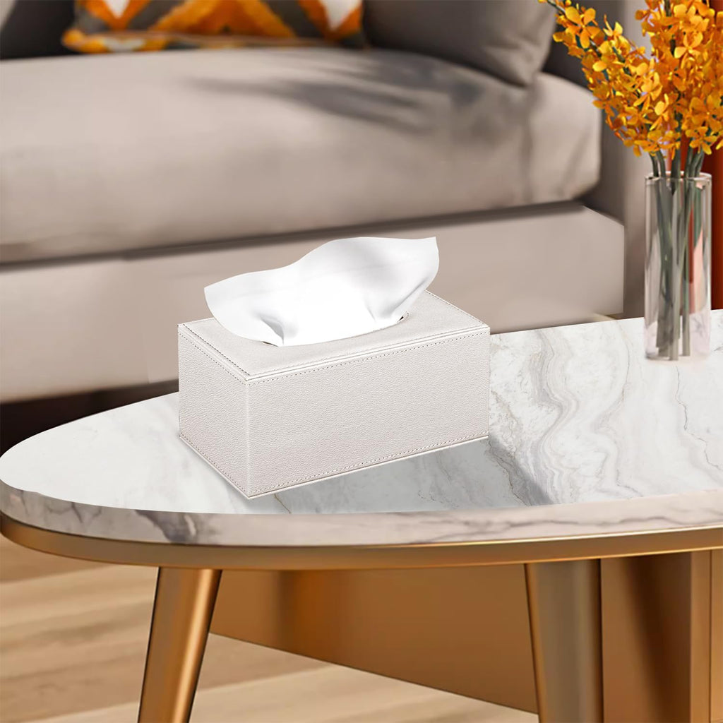 Linen Tissue Box Cover Rectangle,Aesthetic Facial Tissue Cube Box Holder