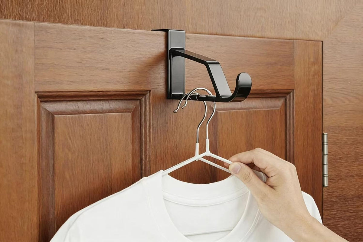 NewTalent 2pcs Over the Door Hanger Holder, 2 Pack Over The Door Hooks for Hangers, Door Hanger Hooks, Storage Organizers