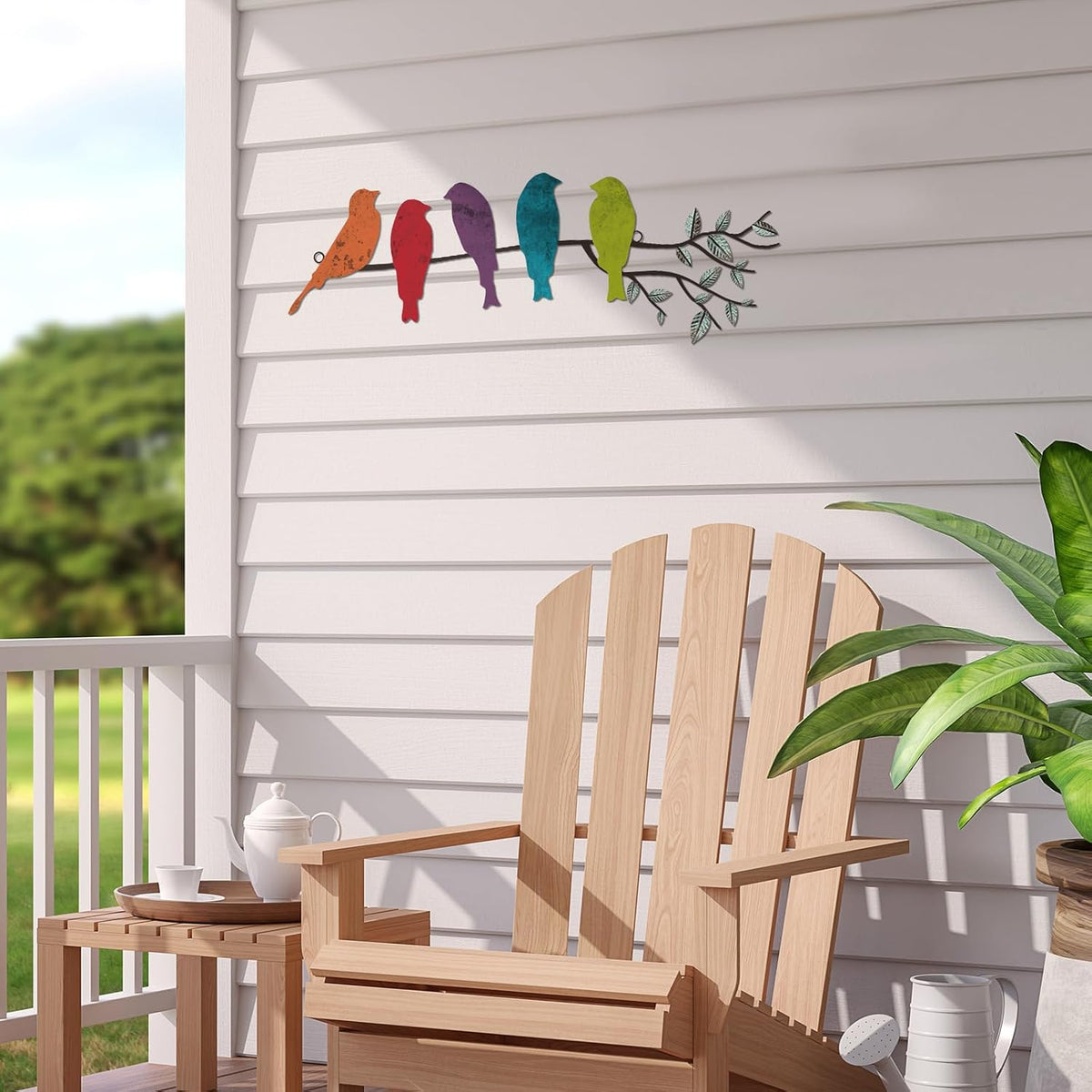 Ferraycle Metal Bird Wall Art, Birds on Branch Sculpture, Fresh Colors