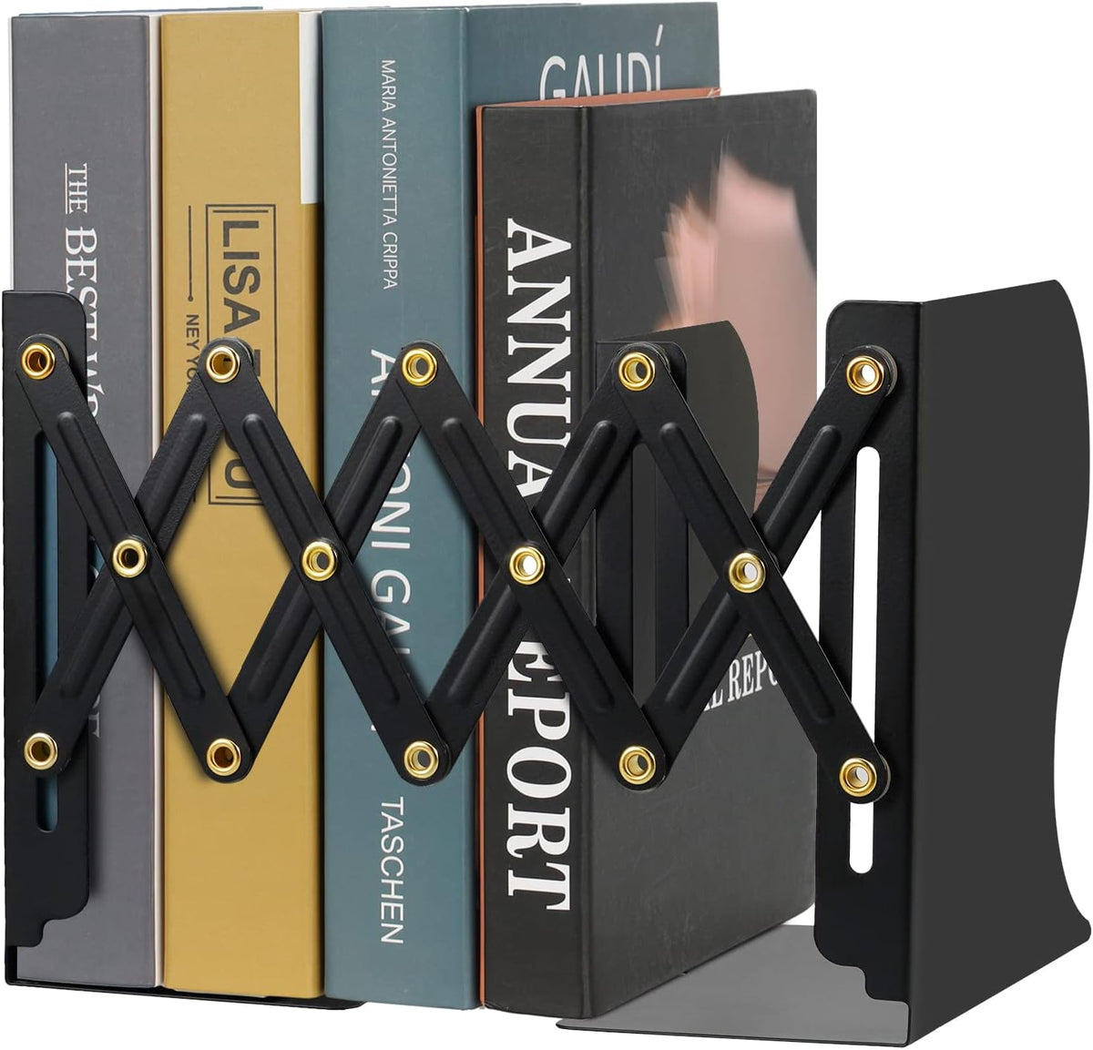 Hossejoy Adjustable Bookends, Heavy Duty Metal Book Ends, Expandable Bookcase Book Holder Stand Shelf Rack for Student Office Book File Organizer Storage, Extends up to 19 inches (Black)