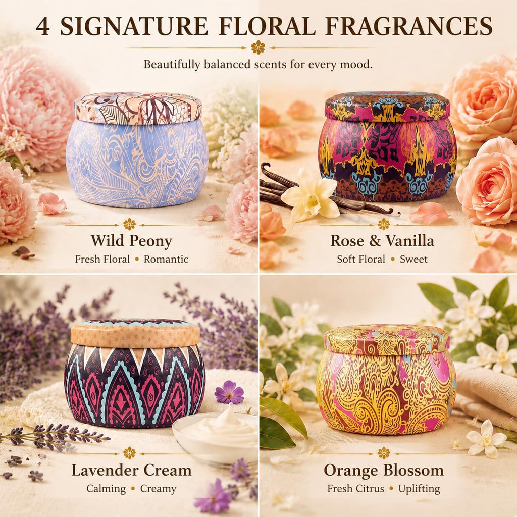 Scented Candles for Women, 4 Pack Candle Gift Set with Magnetic Gift Box