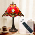 Tiffany Style Lamp,Red,Remote Brightness & Temp Control,12 Inch