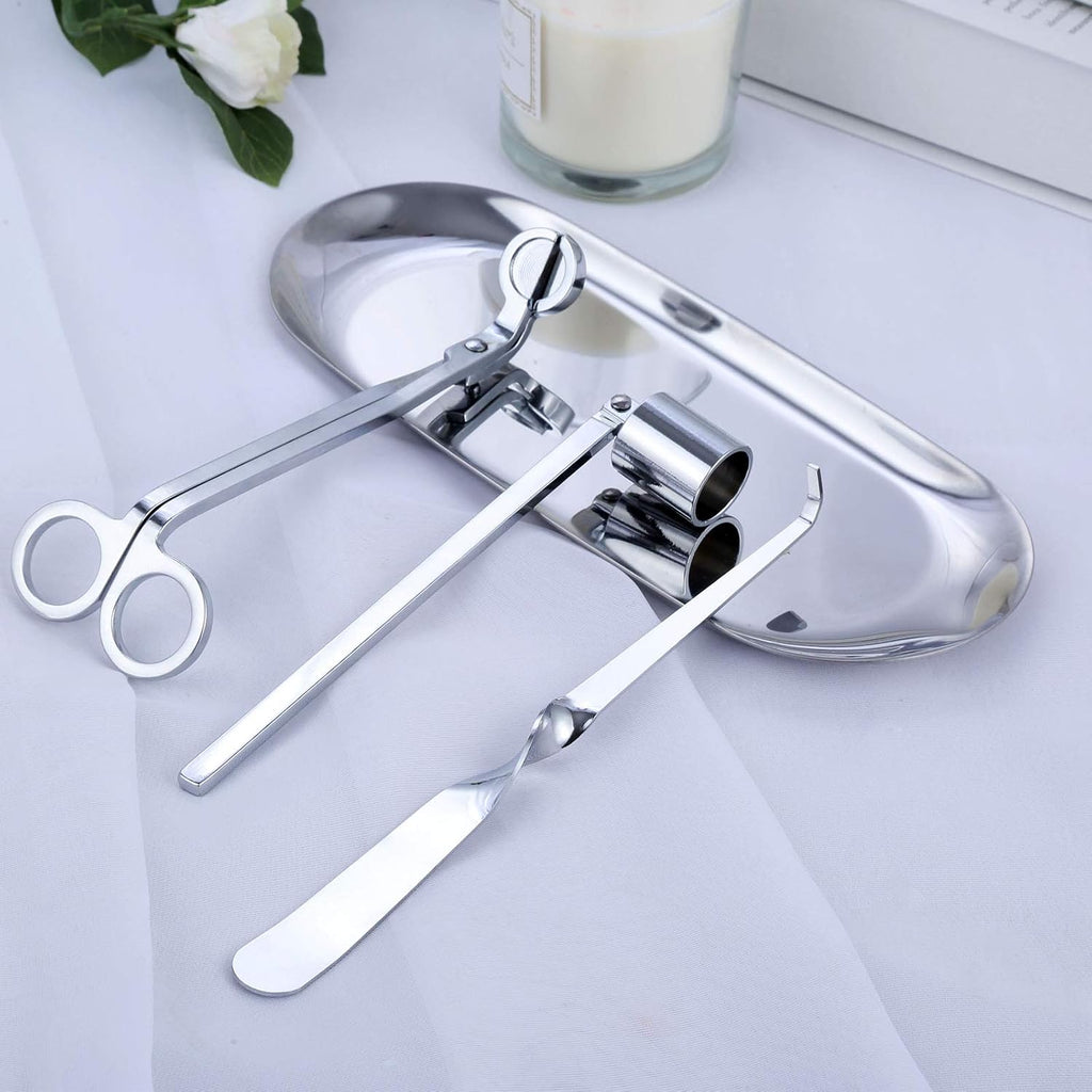 4-in-1 Stainless Steel Candle Care Kit for Candle Lovers, Silver