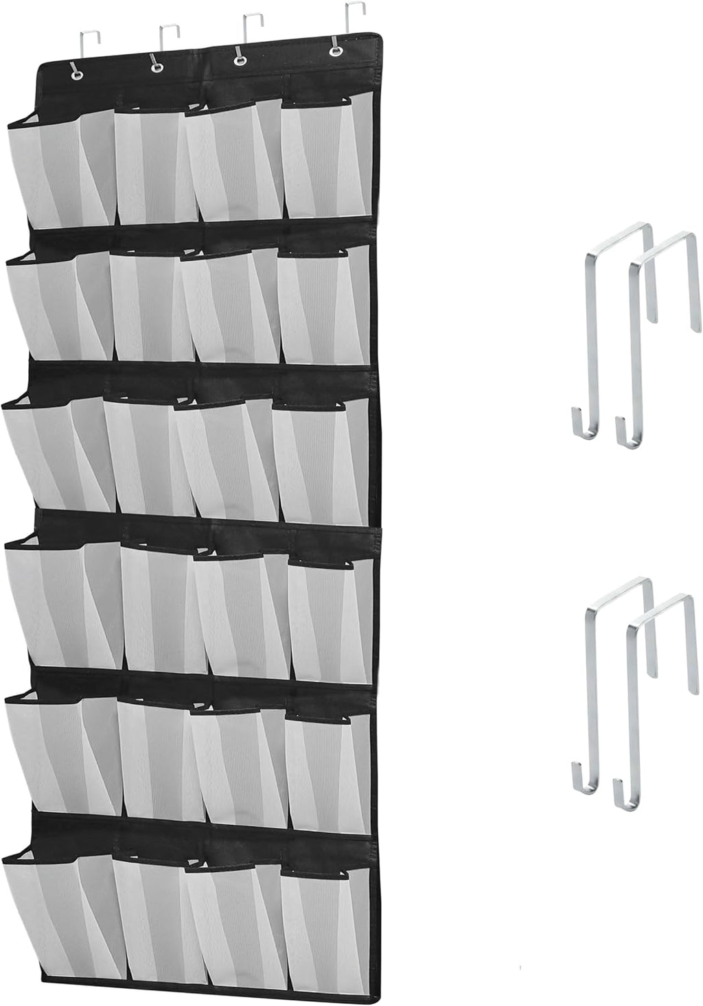 Over The Door Shoe Organizers with 24 Mesh Pockets Shoe Organizer Storage Hanging SimpleHouseware Shoe Holder for Rack (White Black)
