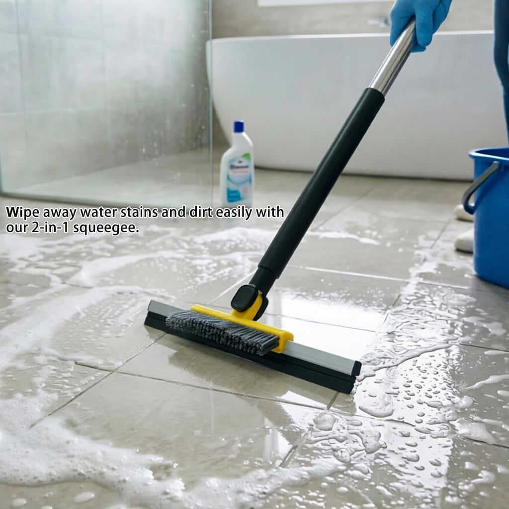 Gloffer Squeegee for Floor, Adjustable Long Handle, Tile Floor Cleaning