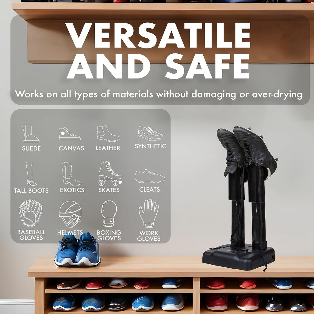 JobSite Boot Dryer with Rubber Drip Tray - Silent Shoe Dryer & Warmer For Work Boots, Gloves & Shoes - Fanless Convection Dry - Helps Reduce Odor
