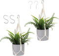 Larrel Macrame Plant Hanger, 2PCS Plant Hangers Indoor Hanging Planter Basket with 2 Hooks Wood Beads Decorative Flower Pot Holder for Indoor Outdoor Boho Home Decor