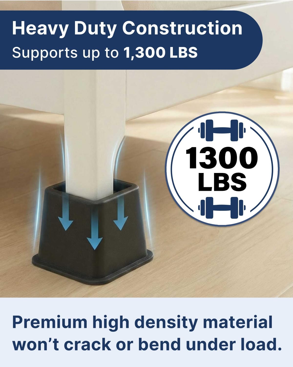 Bed Risers 8 Pack Heavy Duty Non Slip - 3, 5, 8 Inch Furniture Lift, Couch
