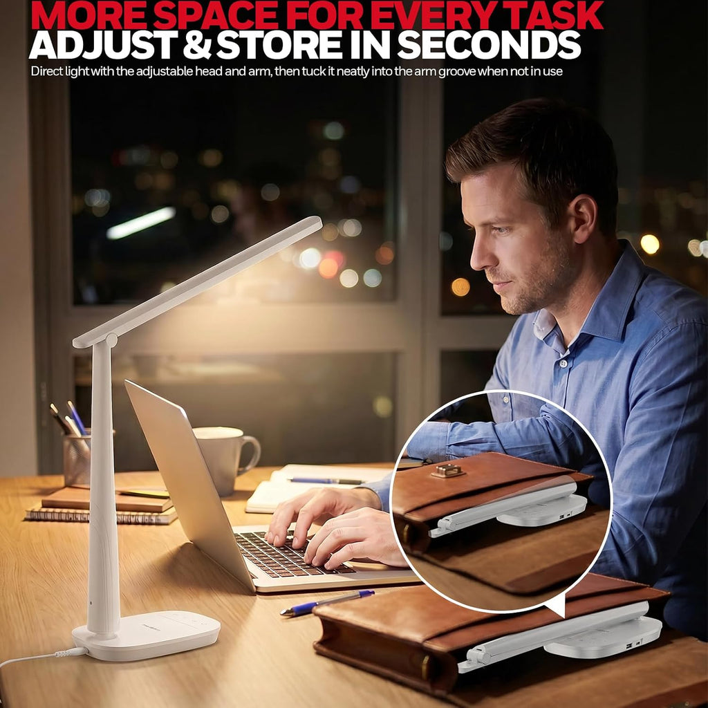 Honeywell LED Desk Lamp Home Office Dimmable 4 Color Reading Light USB Port
