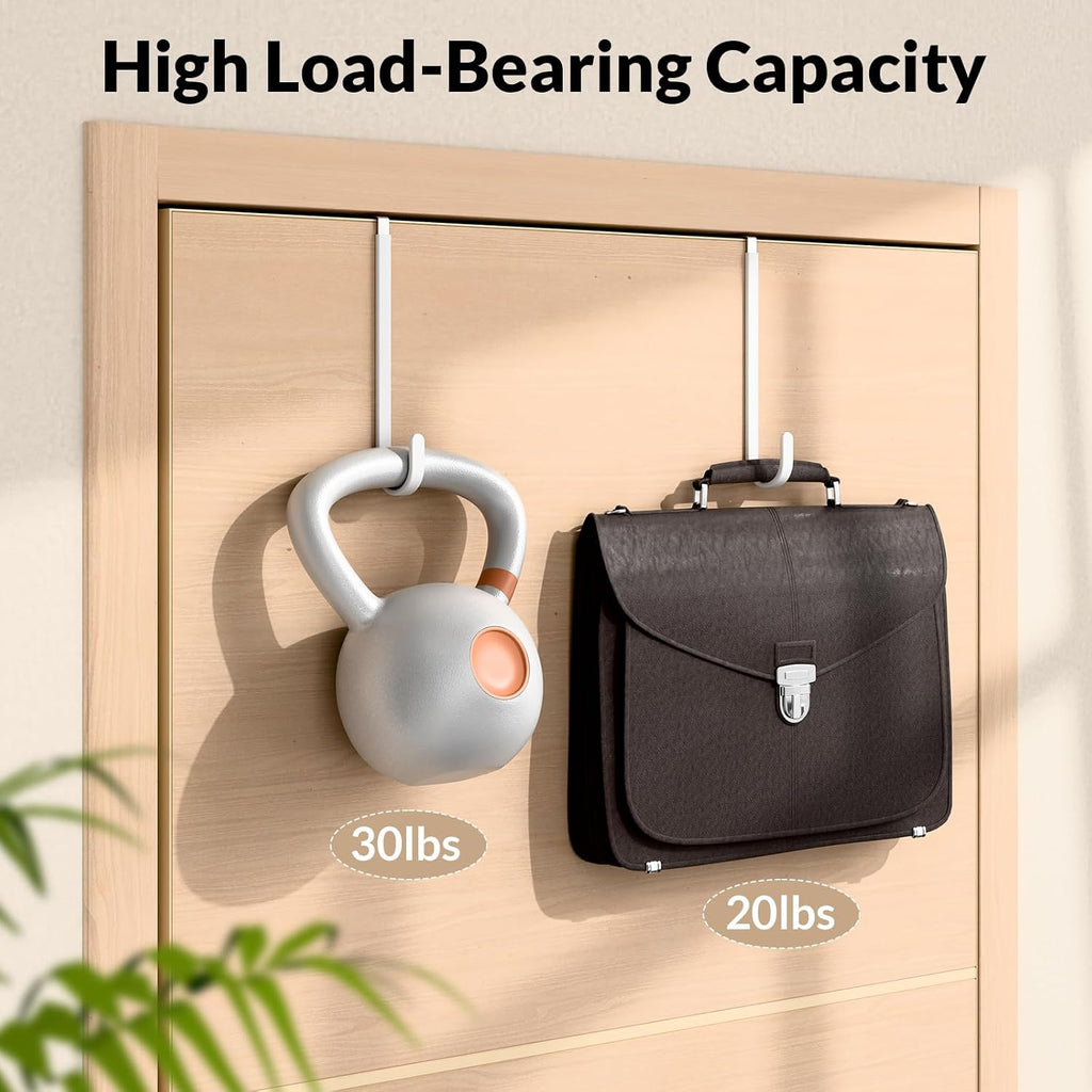 Long Over The Door Hooks, Rubber Coated Door Hanger for Hanging Clothes