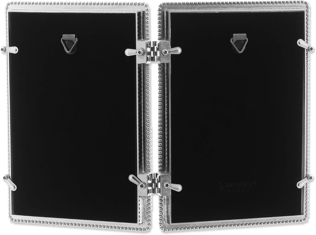 Lawrence Frames Metal Frame, Caviar Bead, Silver, 4x6 Double