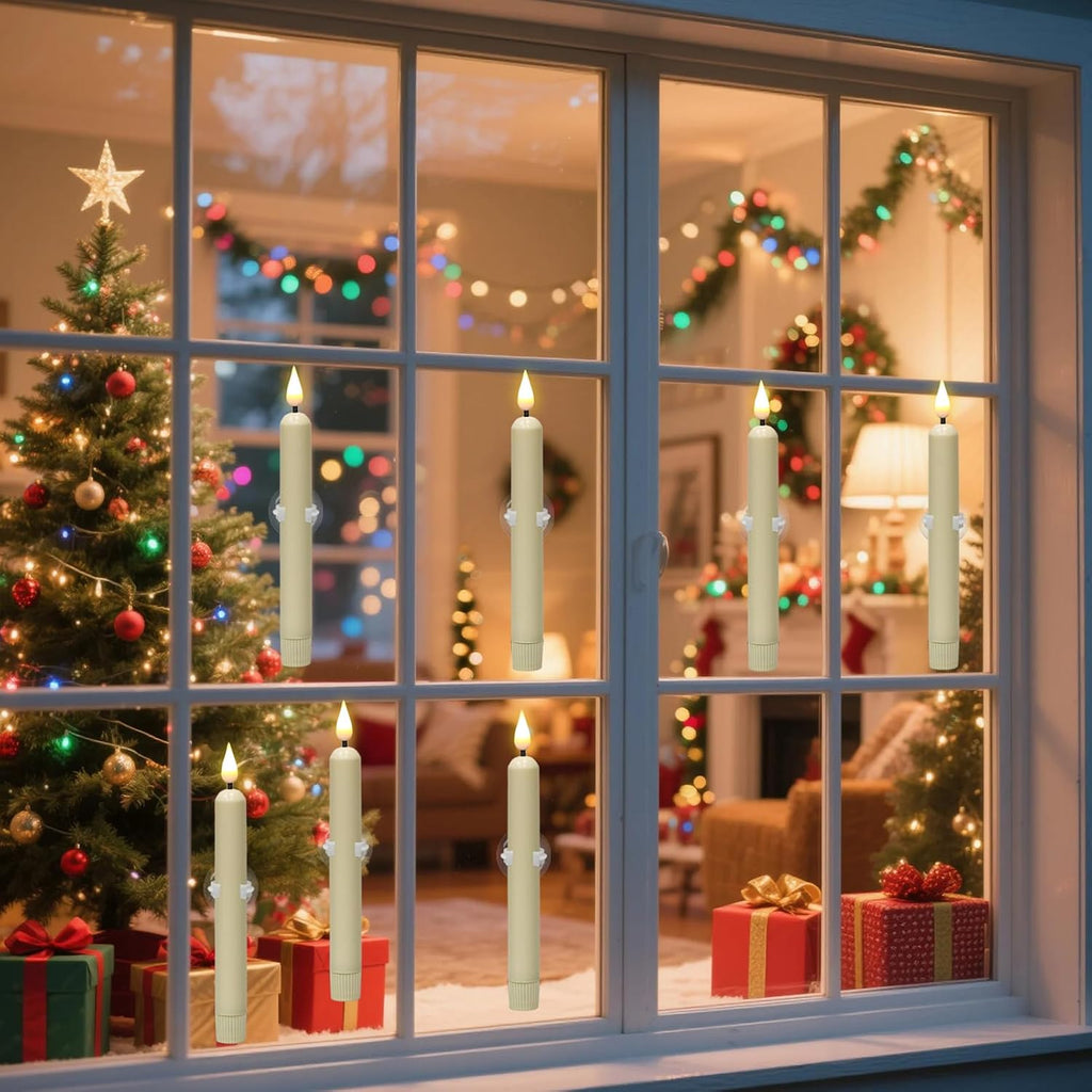 GenSwin Christmas Window Candles with Sensor Dusk to Dawn Battery Operated