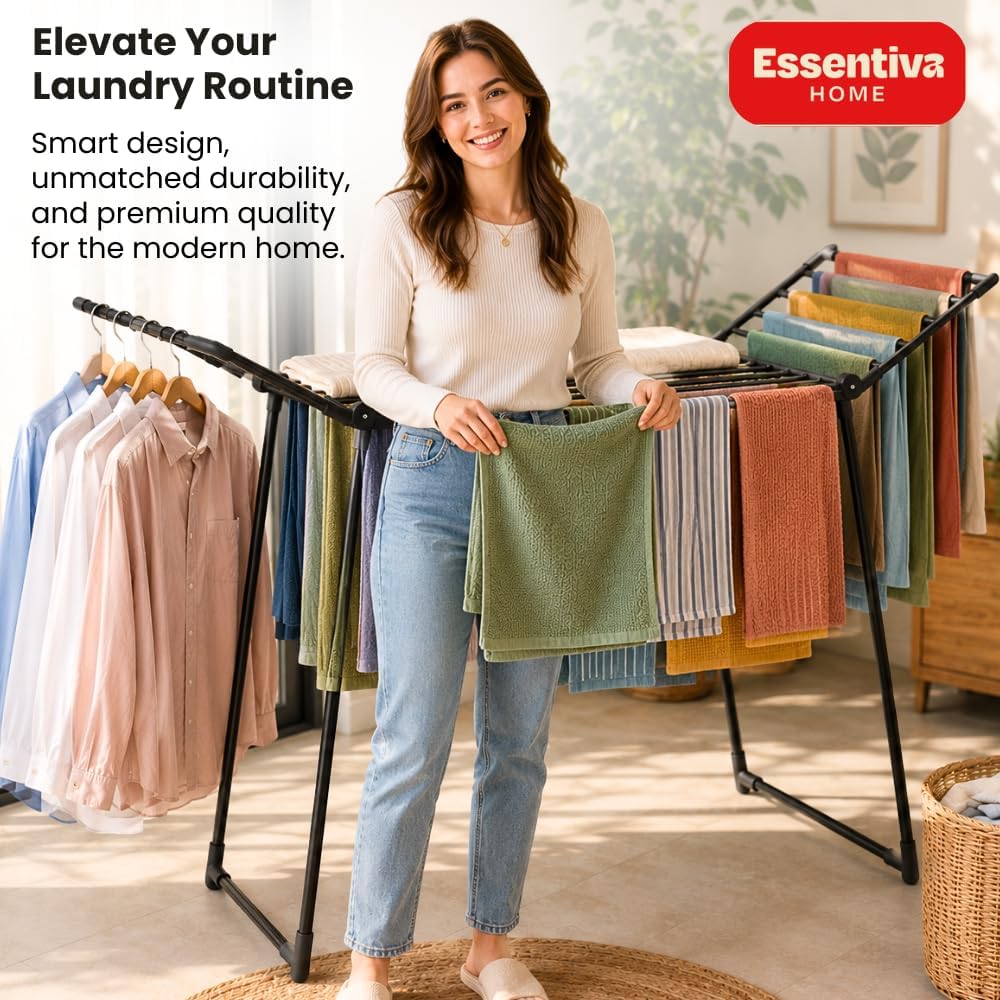 Foldable Clothes Drying Rack | Heavy Duty | 66 lb Capacity | Space Saving